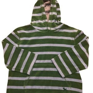 Mini Boden Boys Terry Towel Hoodie Blue Green Stripe  Y 7 8